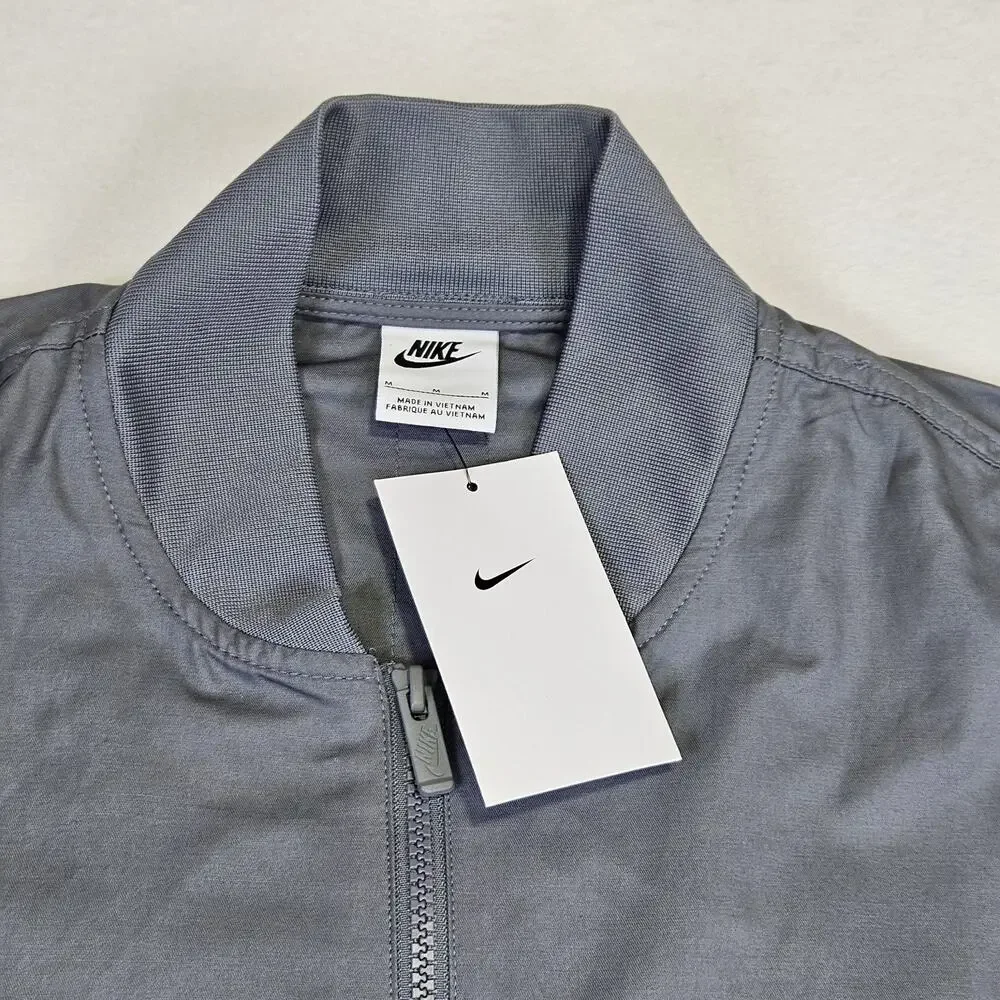 Nike Detroit Lions Bomber Jacket Mens M Full Zip Gray NFL Football Lightweight